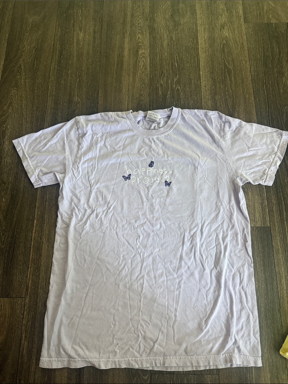 Comfort Colors Lavender Crew Neck T-Shirt with Subtle Butterfly Embroidery